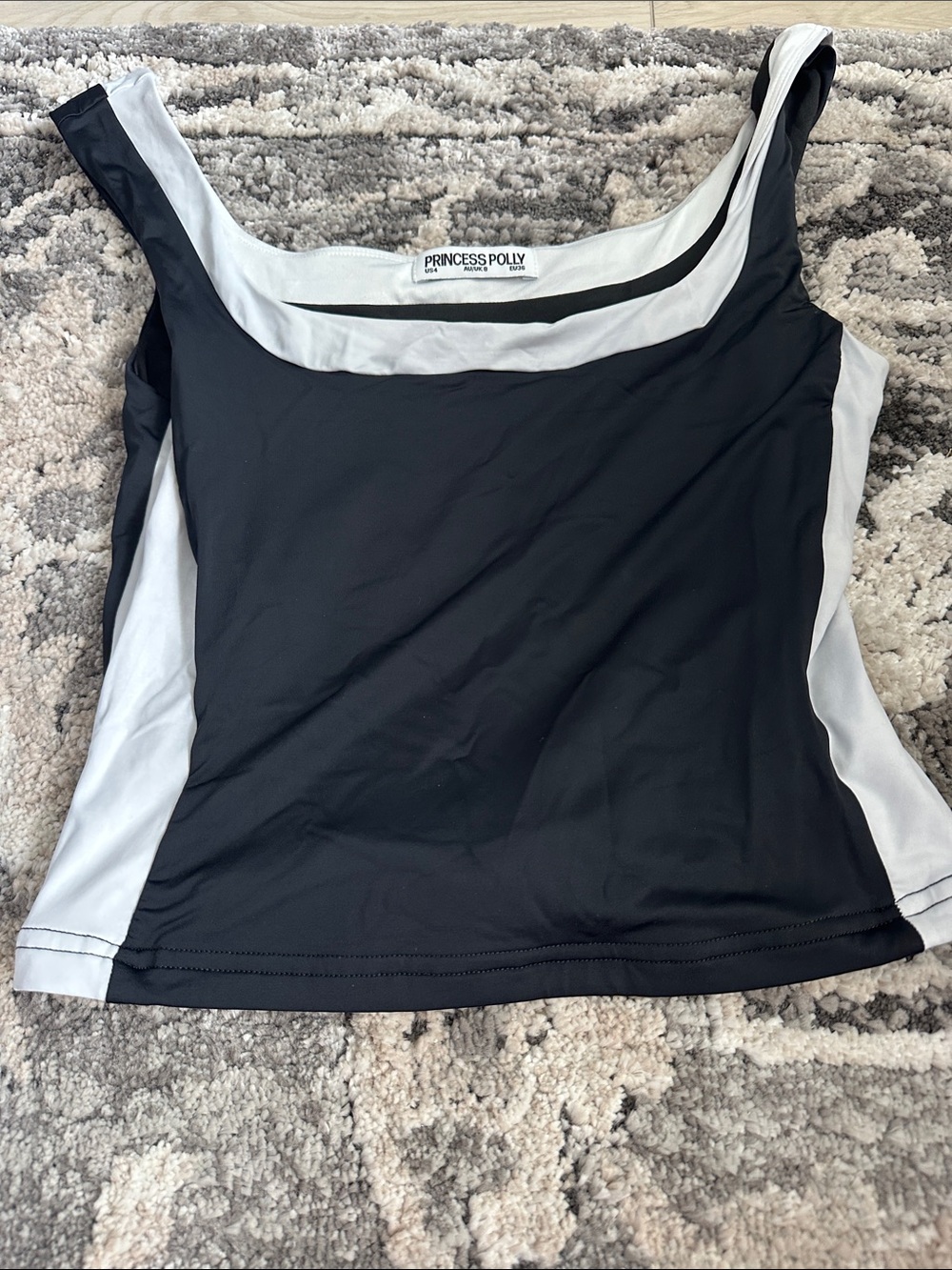 Princess Polly Black & White Scoop Neck Tank
